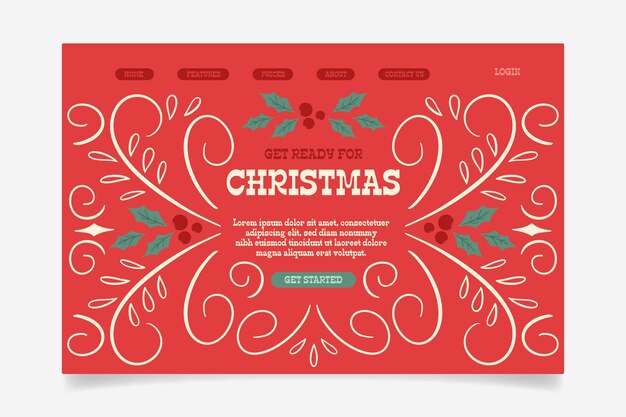 Vintage christmas landing page template