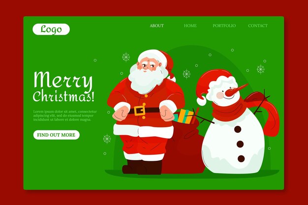 Vintage christmas landing page template