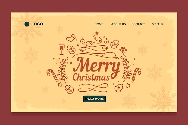 Vintage christmas landing page template