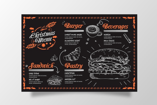 Vintage christmas menu template