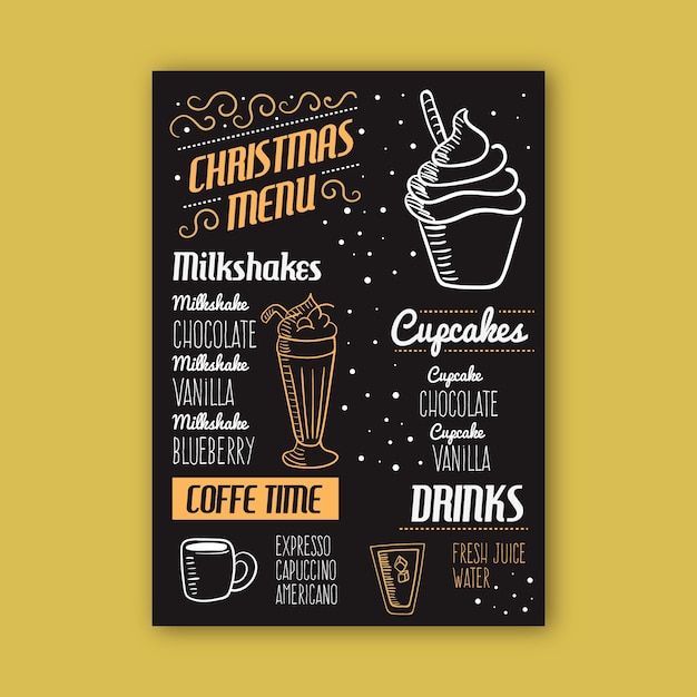 Free vector vintage christmas menu template