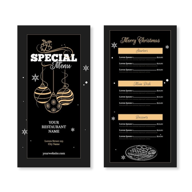 Free vector vintage christmas menu template