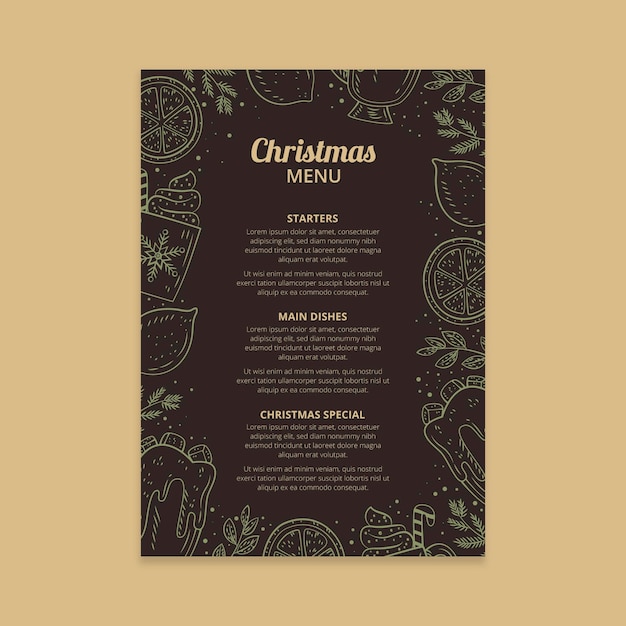 Free vector vintage christmas menu template