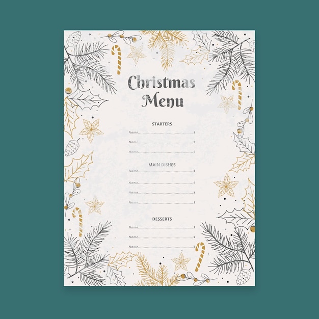 Free vector vintage christmas menu template