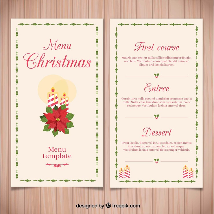 Free Vector vintage christmas menu with easter flower