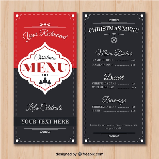 Free vector vintage christmas menu