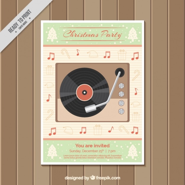 Free vector vintage christmas party brochure