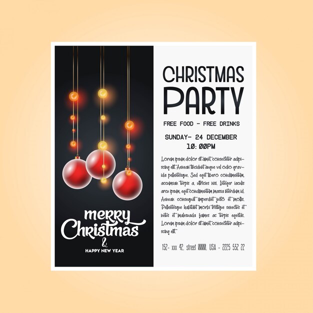 Vintage christmas party flyer template