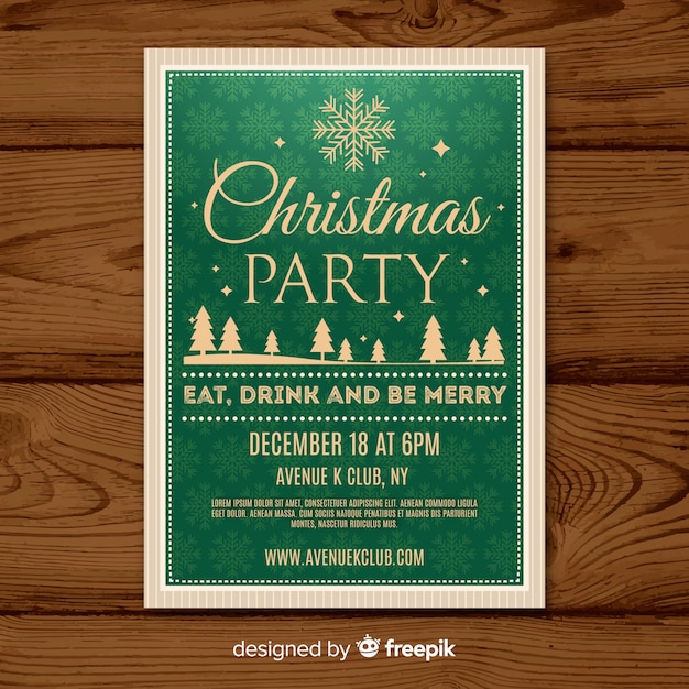 Free vector vintage christmas party flyer template