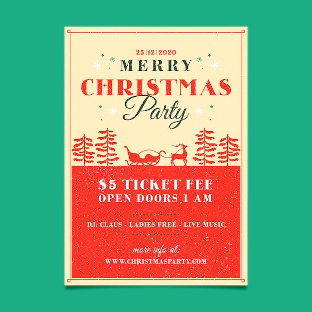 Vintage christmas party flyer template