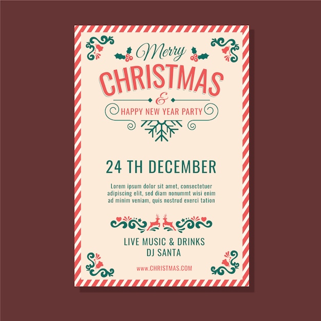 Vintage Christmas Party Flyer  Template