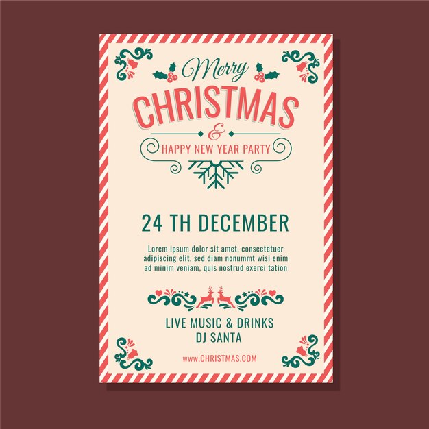 Vintage christmas party flyer  template