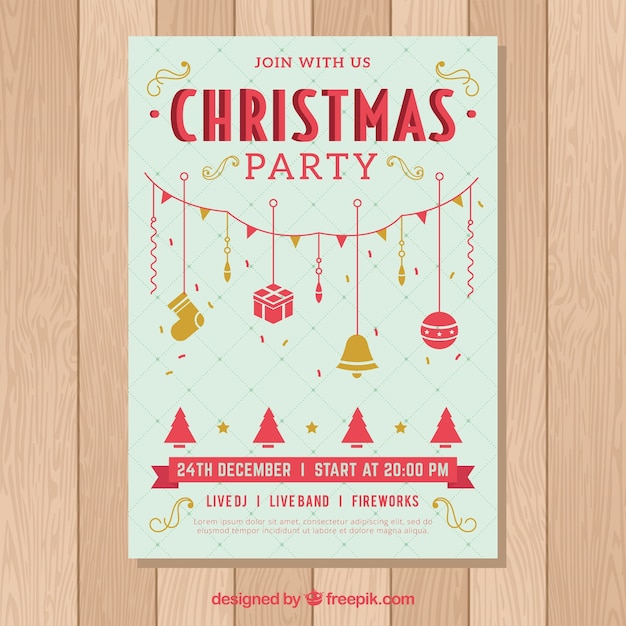 Vintage Christmas Party Flyer – Free Vector Download for Vector Templates