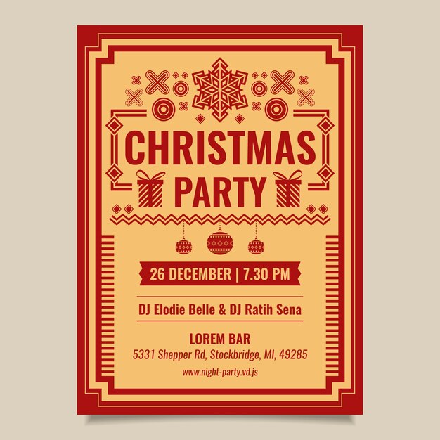 Free vector vintage christmas party flyer