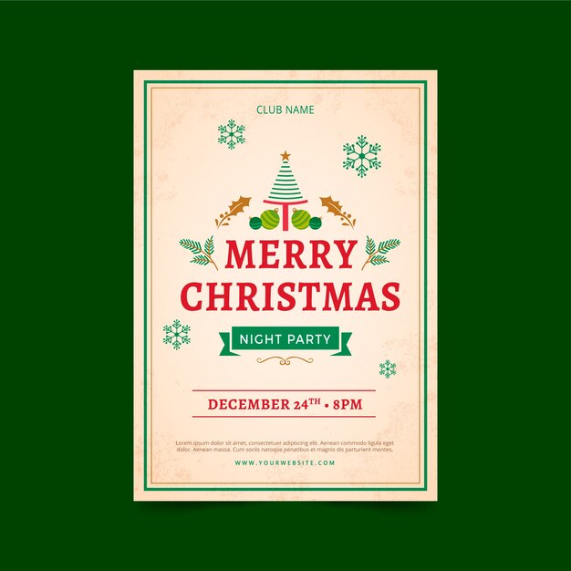 Vintage christmas party poster template