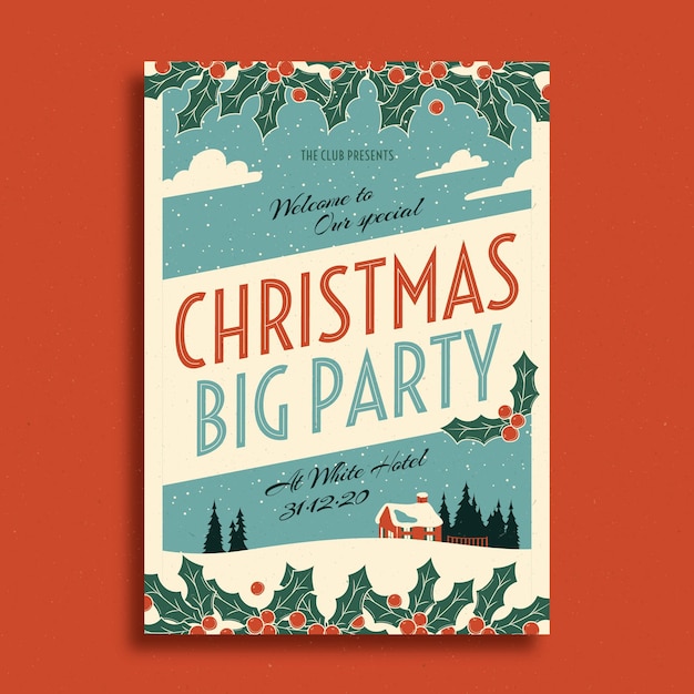 Vintage Christmas Party Poster Template