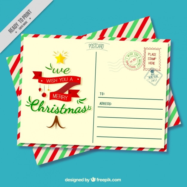 Free vector vintage christmas postcard