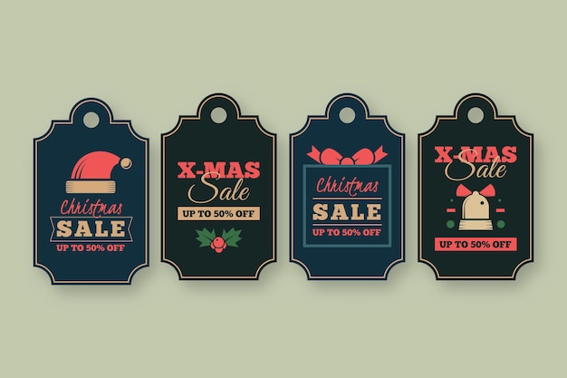 Free vector vintage christmas sale tag collection