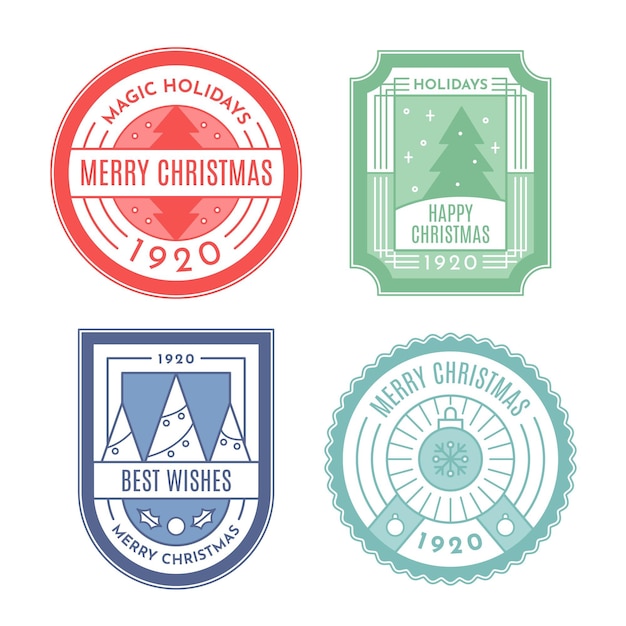 Free vector vintage christmas stamp collection