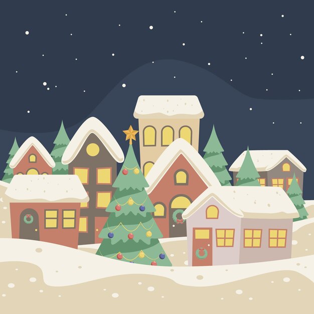 Free vector vintage christmas town