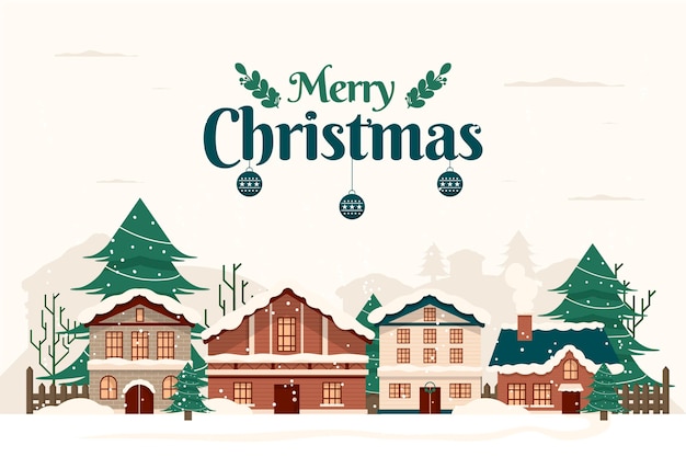 Free vector vintage christmas town
