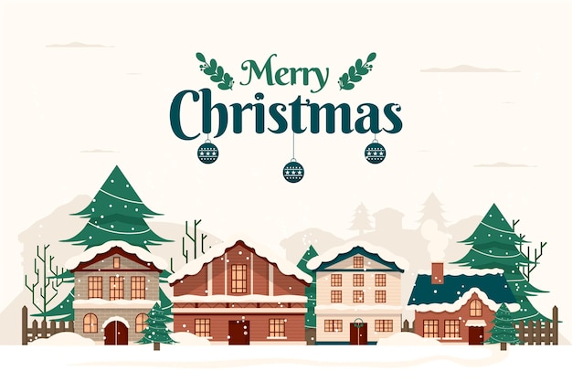 Free Vector vintage christmas town