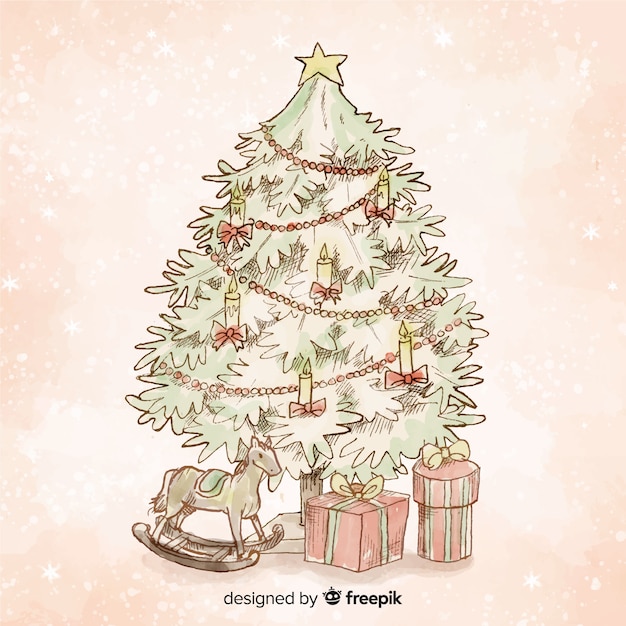 Free vector vintage christmas tree background