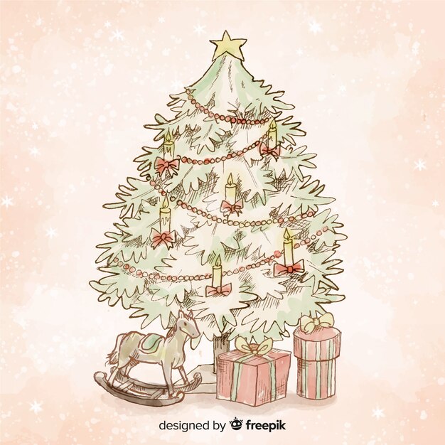 Free Vector vintage christmas tree background