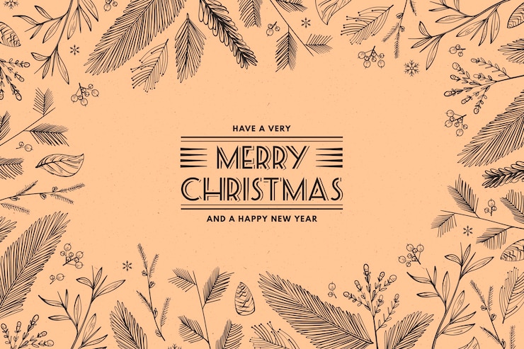 Free Vector vintage christmas tree branches background