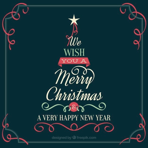 Free vector vintage christmas tree card with message