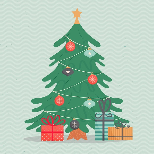 Free vector vintage christmas tree concept