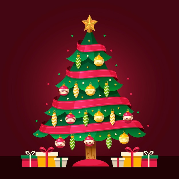 Free vector vintage christmas tree concept