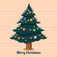 無料ベクター ヴィンテージのクリスマスツリーのイラスト