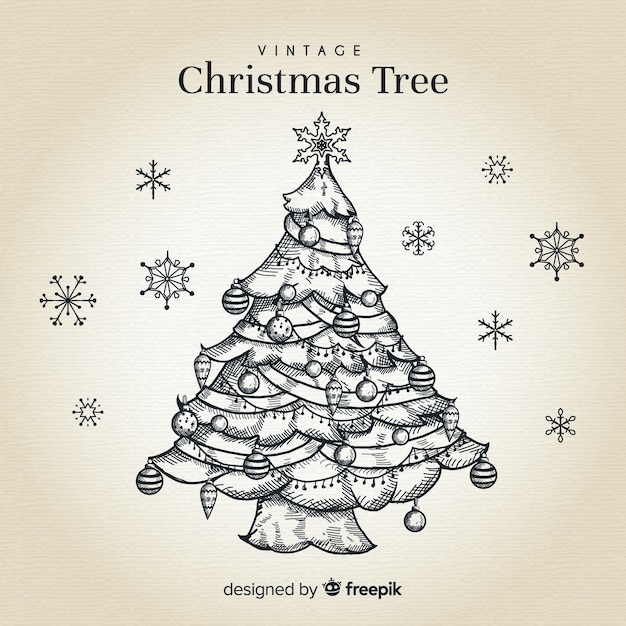 Free vector vintage christmas tree