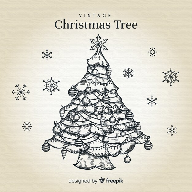 Free Vector vintage christmas tree