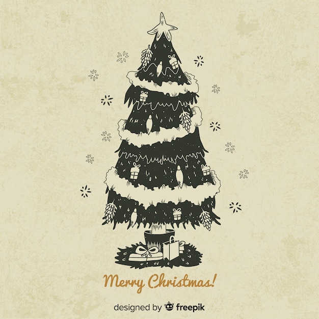 Free Vector vintage christmas tree