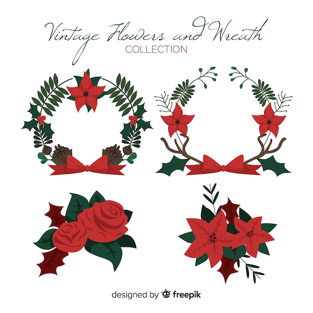 Free vector vintage christmas wreaths set