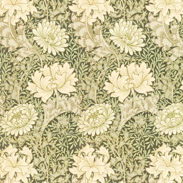 Free vector vintage chrysanthemum flower pattern vector