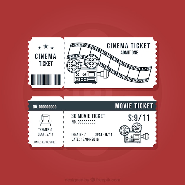 Vintage cinema tickets set