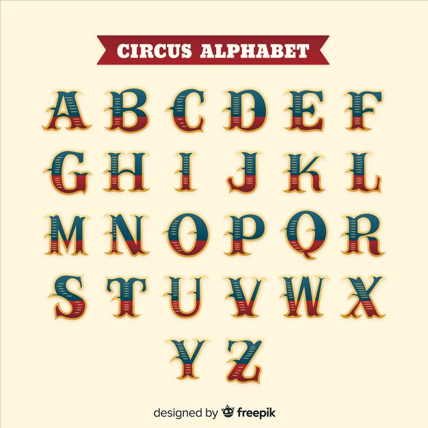 Vintage circus alphabet