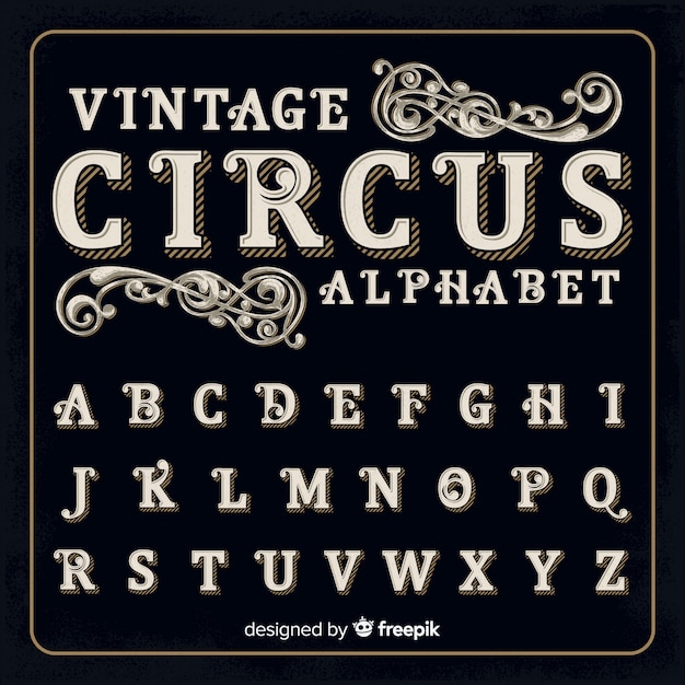 Vettore gratuito alfabeto del circo vintage