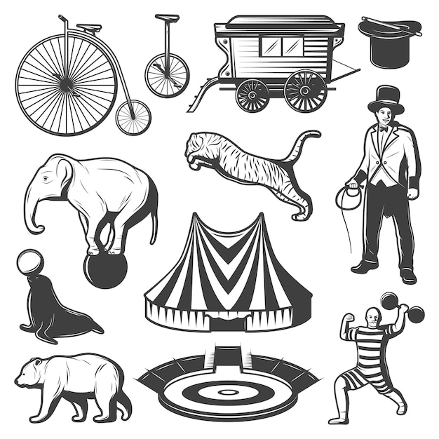 Free vector vintage circus elements collection