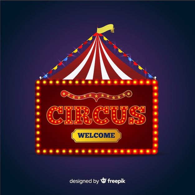 Бесплатное векторное изображение Урожай цирковой световой знак фон