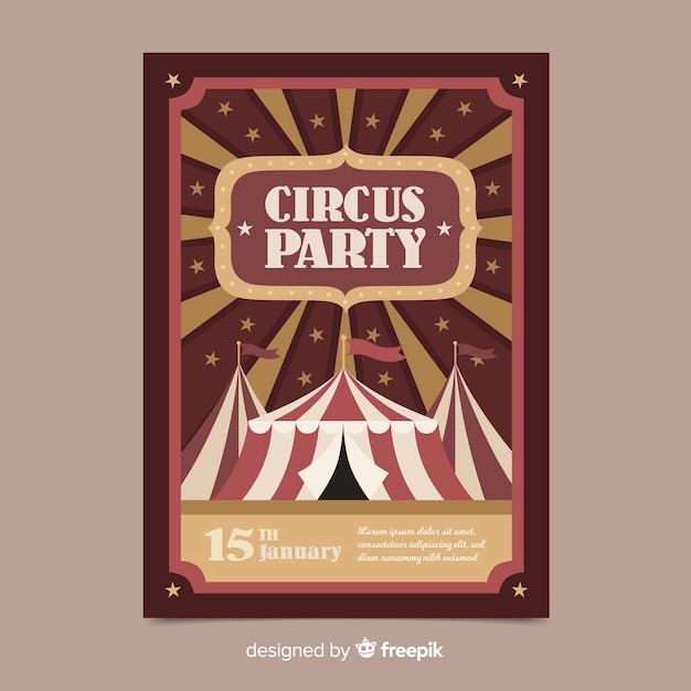 Vintage circus party invitation card template