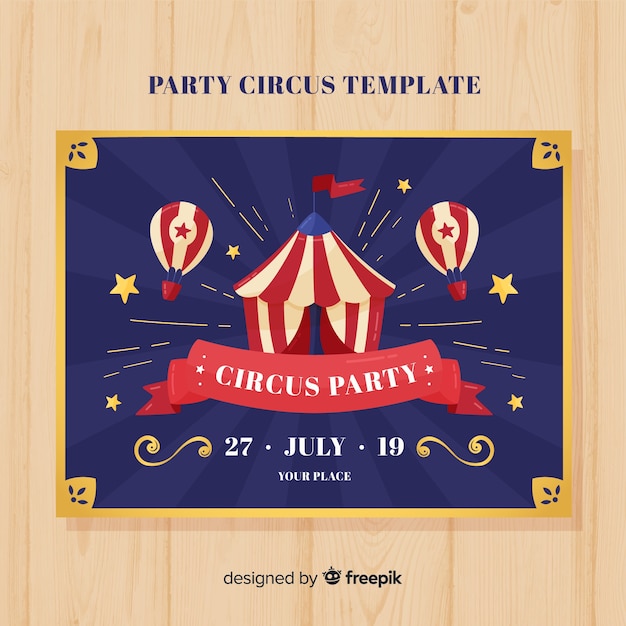 Free vector vintage circus party invitation card