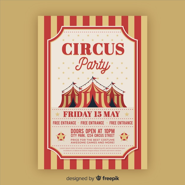 Vintage circus party invitation card