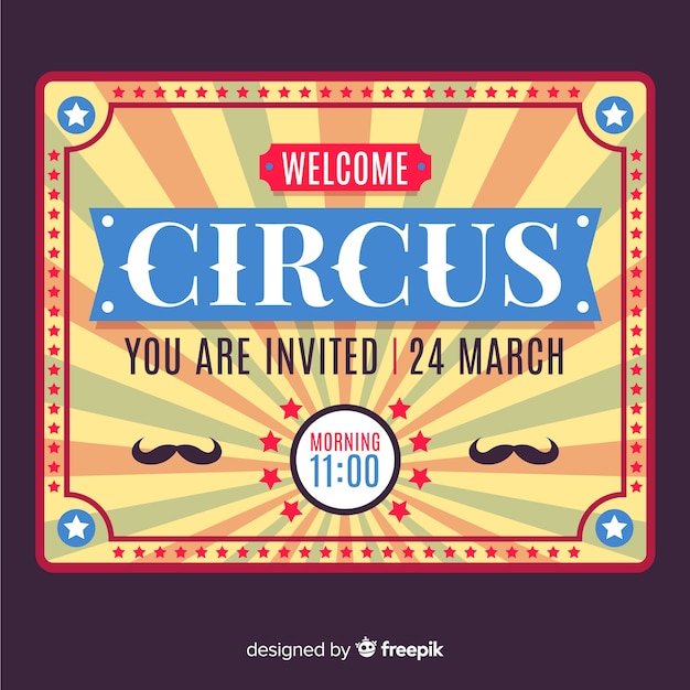 Vettore gratuito scheda dell'invito del circo vintage