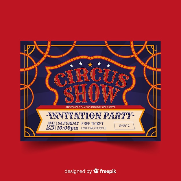 Free vector vintage circus party invitation card