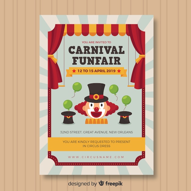 Free vector vintage circus party invitation card