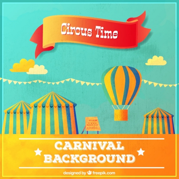 Vintage circus tent background and hot air balloon